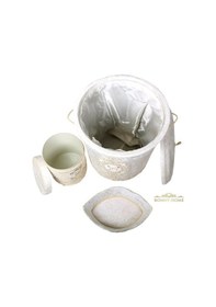 Resim Lisa Krem 3Lü Kadife Banyo Kirli Çamaşır Sepeti Seti Krem 