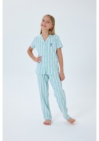 Resim U.s. Polo Assn. Kız Çocuk Yeşil Gömlek Pijama Takım 5274-49918 Yeşil 
