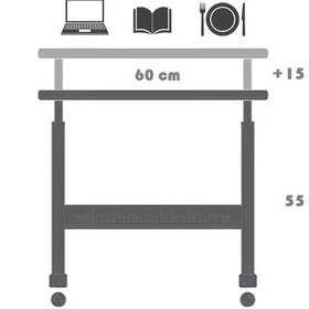Resim Yükseklik Ayarlı Laptop Sehpası - Antrasit Beyaz (Tekerli) 60x40 Antrasit - Beyaz 