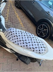 Resim CEBECİOTO BEYAZ SİYAH DESENLİ PENYE MOTOSİKLET KILIFI - 50CC ve 125CC MOTOR UYUMLU 
