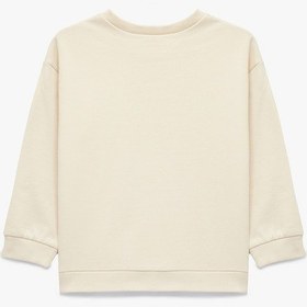 Resim Koton Uzun Kollu Bisiklet Yaka Pamuklu Baskılı Sweatshirt Ekru 6wmg10104ak Ekru 