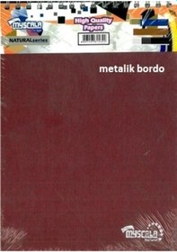 Resim Özkan Bloknot A5 100 Yaprak Kareli Tel Spiralli Sert Kapak Metalik Bordo 