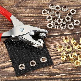 Resim 1 Set Göz Delikli Pense Alet Seti, 100 Metal Göz Deliği ile - Suni Deri, Giysi, Kemerler için Manuel Göz Delik Açma Aleti - Elektrik Gerektirmez, Göz Delik Açma Kiti 