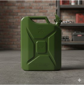 Resim Badem10 Metal Akaryakıt Bidonu 20 Litre Yeşil Benzin Mazot Doldurma Taşıma Depolama Dayanıklı Metal Bidon 