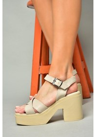 Resim Fox Shoes S996023009 Bej Kalın Topuklu Kadın Sandalet Bej 