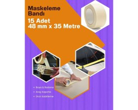 Resim Dalpak Ambalaj Maskeleme Bandı Kağıt Bant 48 mm 35 Metre x 15 Adet 