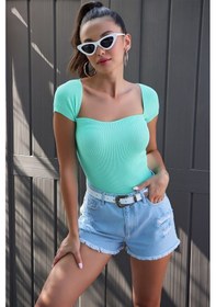 Resim Aqe Fashion U Yaka Kısa Kol Mint Mint 