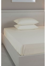 Resim %100 Pamuk Ranforce Premium Çift Kişilik Çarşaf Seti - Krem Krem 