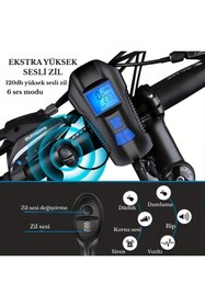 Resim GreaTech Şarjlı Bisiklet LCD Hız Göstergesi Su Geçirmez Led ışık KM Ekran Kronometre Bisiklet Kornası feneri 