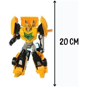 Resim Oyuncak Robota Dönüşen Metal Transformers Robot Bumblebe Ve Optimus Prime Araba 2'li Set 20 Cm Kırmızı 