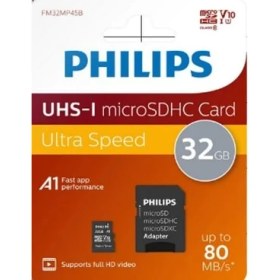 Resim Philips 32GB Micro SDHC Hafıza Kartı UHS-I U1 Class 10 Adaptörlü Yüksek Hızlı Veri Transferi 