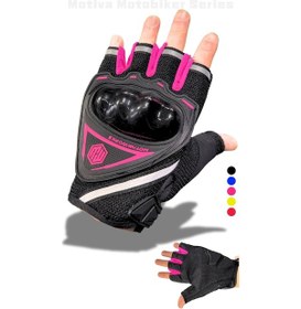 Resim Pembe Kısa Yarım Parmak Kadın Motosiklet Eldiveni Mw120p 