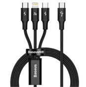 Resim Baseus Rapid Serisi Usb-C Kablo 3in1 Mikro Usb/lightning/usb-C 20W 1,5m Şarj Kablosu 