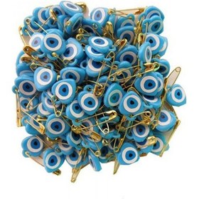 Resim Mavi Nazar Boncuklu Çengelli İğne 100 Adet 