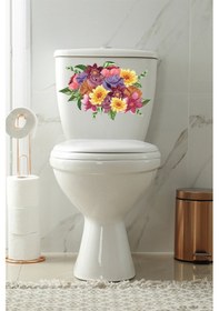 Resim Sulu Boya Renkli Güller Klozet Kapağı Ve Banyo Sticker 