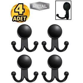Resim Metal Boncuk Askı Siyah Duvar Tipi 4 Lü Siyah 