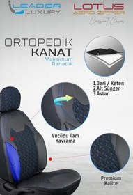 Resim Nissan Country ile Uyumlu Lüx Deri Detaylı Oto Koltuk Kılıfı Ön Arka Takım Lotus SİYAH MAVİ 