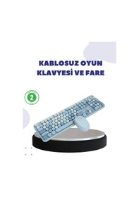 Resim Diğer Kablosuz Retro Klavye Ve Mouse Seti 104 Tuşlu, Sessiz Yazım 