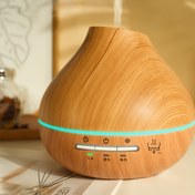 Resim Esansiyel Yağ Uyumluluğu, Zamanlayıcı, Otomatik Kapanma, Ses Dalgası Teknolojisi Sisi, USB ile Çalışan Büyük Kapasiteli Ahşap Desenli Aromaterapi Difüzörü - 45m²'den Büyük Alanlar İçin İdeal 