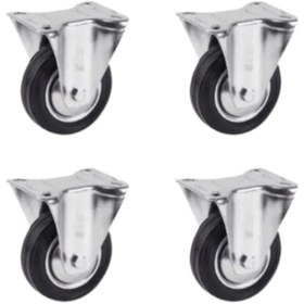 Resim Hts 606 Sabit Bağlantılı 80lik Galvaniz Kaplama Kauçuk Teker 4 Ad 