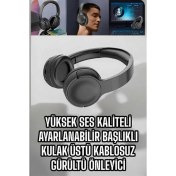 Resim Techno Stock Kablosuz Bluetooth Kulaklık Anc/enc Destekli Kulak Üstü Yüksek Ses Kaliteli 
