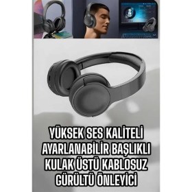 Resim Techno Stock Kablosuz Bluetooth Kulaklık Anc/enc Destekli Kulak Üstü Yüksek Ses Kaliteli 