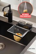 Resim Yıldızhane Fileli Pratik Lavabo Süzgeci Vakumlu Siyah Lavabo Süzgeci 50 Adet File Hediyeli 