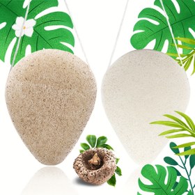 Resim 3'lü Paket Doğal Konjac Deniz Yosunu Yüz Temizleme Süngeri - Kokusuz, Alkol İçermeyen Hassas Ciltler İçin Nazik Pürjeleri İnceltme Derinlemesine Temizlik, Açık Bej Tonları ve Toprak Tonu Güzelliği 
