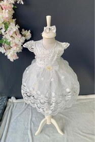 Resim Mnk Baby&Kids İnci Taşlı Dantelli Kız Bebek Elbise Pnpn153 Beyaz 