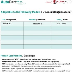 Resim Alpha Auto Part Renault Megane 2,scenic 2 Için Perde Plastiği 