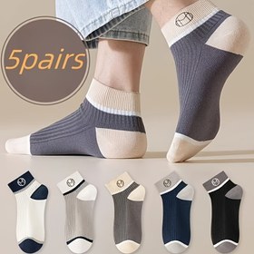 Resim Renkli ve Rahat Nefes Alabilen Bahar/Yaz Sezonunda Küçük Yuvarlak İş Çoraplarından 5/10 Çift 