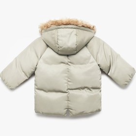 Resim Erkek Bebek Uzun Kollu Cepli Peluş Detaylı Kapşonlu Şişme Mont 