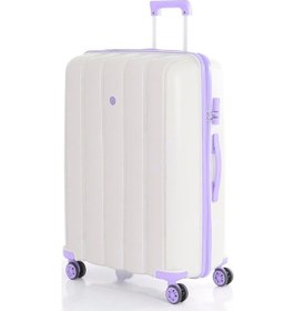 Resim Mçs Bavul Orta Ve Kabin 2li Set Kırılmaz Silikon Valiz V305 Kemik/lila Kemik 