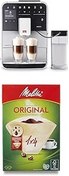 Resim Melitta Caffeo Barista T Smart Tam Otomatik Kahve Makinesi, IntenseAroma Fonksiyonu, İki Bölmeli Çekirdek Kabı, 1.8 L Kapasite, 1450W, Gümüş + Melitta Original 1x4 Filtre Torbaları, 80 Adet 