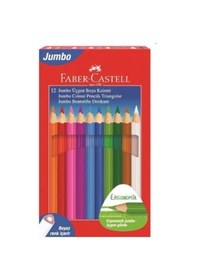 Resim Faber Castel Jumbo Üçgen Kuru Boya Kalemi 12 Renk Karton Kutu 