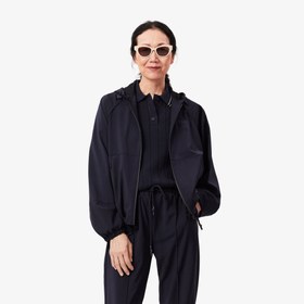 Resim Lacoste Kadın Relaxed Fit Kapüşonlu Lacivert Yağmurluk 