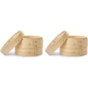 Resim Benagee 6 Parça Set - Bambu Buharlı Pişirici Sepeti - Börek ve Çörek Buharlı Pişirici - Yemek Pişirmek, Çörekler, Dim Sum, Sebzeler, Balık Için Harika (Yurt Dışından) 