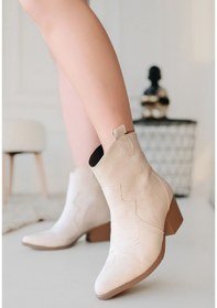 Resim Akver Bej Nubuk Topuklu Bot Bej 