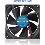 Resim DC 12V FAN 90x90mm 9025 3200Rpm 9x9cm Sessiz 2 Pin Fırçasız Soğutma Kuluçka Ekran Kartı 