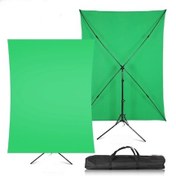 Resim 2x2m Yeşil Fon Perde + 2x2m Fon Stantı Fotoğraf Video Çekim Kiti 