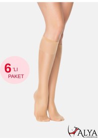Resim Alya Underwear Kadın Parlak Diz Altı Çorap 15 Denye, İnce Fit - 6'lı Paket Ten 57 6'lı 