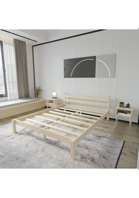 Resim Letto Model Vernikli Ahşap Karyola Ve İki Komodin Set-156 90 x 190 