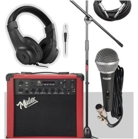 Resim AyrStore MGA 25RD PAK Elektro Gitar Amfisi 25 Watt USB Bluetooth ve Şarjlı (Amfi Mikrofon Stand 