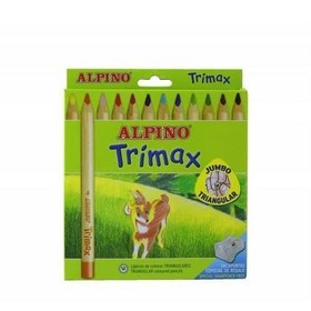Resim Alpino Trimax Jumbo 12 Renk Üçgen Kuru Boya - Kalemtraş Hediyeli 