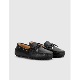 Resim Cabani Siyah Hakiki Deri Bağcıklı Günlük Loafer (Mokasen) Kadın Ayakkabı 