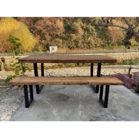 Resim ISIKLARWOOD Doğal Ahşap Cam Masa Bench 