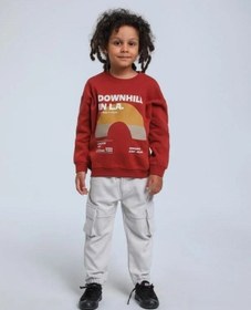 Resim Erkek Bebek Downhill Yazılı Sweatshirt-14342 Kiremit 