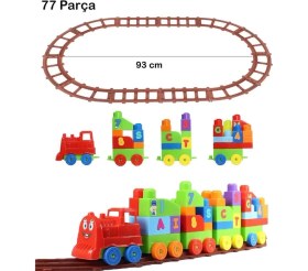 Resim MCM Group Play Blox Oyuncak Tren Seti 77 Parça Sayılar ve Alfabe Treni Parlak Renkler Mega Blok Seti 