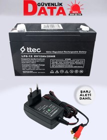 Resim Ttec 6 Volt 12 Amper Bakımsız Kuru Akü Şarj Aleti 6v 12ah 