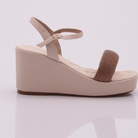 Resim Dgn 835 Kadin Dolgu Taban Silver Taşlibantli Sandalet 835-2303-R13732 Bej 